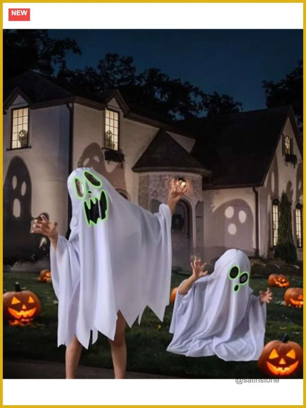 Kids Ghost Costume Cloak Halloween Cosplay Glow in Dark Toddler Boy Girl